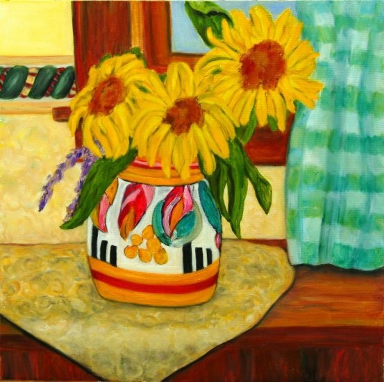 Sunny Window ~ Art Print ~ Sunflowers in Clarice Cliff Vase Limited Edition