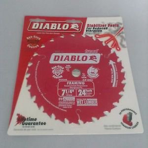 Freud D0724X Diablo 7-1/4-Inch 24 Tooth ATB Carbide Framing Saw Blade with 5/8-I