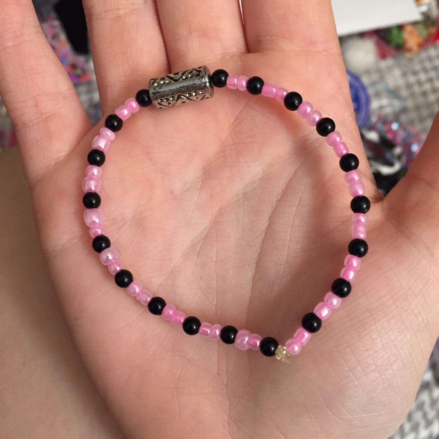 Pink and Black Bracelet
