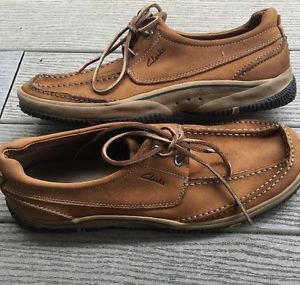 Men's Clarks 78611 Tan Leather Lace Up Shoes Size 11 M MINT condition!