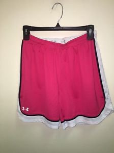 Women's Size Small Under Armour HeatGear Pink White Black Athletic Shorts