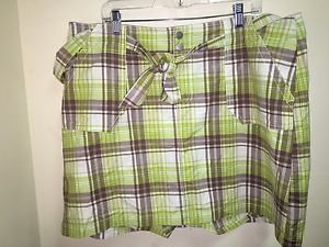 Women's Size 20 Lane Bryant Green Brown White Plaid Skort