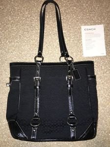 Coach F12344 Black Jacquard Signature Gallery Tote Shoulder Bag Purse NWT $328
