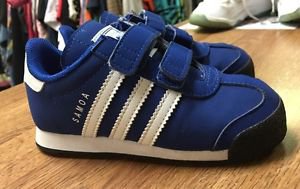 Toddler Size 9 Blue White Adidas Samoa Velcro Sneakers Ortholite