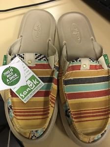 SANUK GETAWAY 2 DYSTY YELLOW SIDEWALK SURFER SLIDE SHOES, Womens Size 7 NWT $55