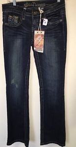 Women's Size 3 Wallflower Denim Jeans Vintage Dark Wash Boot Cut NWT