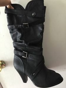 Women's Size 9 Black Tall Heel Riding Boots