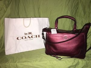 NWT Coach F34040 Mickie Sachel Metallic Cherry Grain Leather Purse RP$450