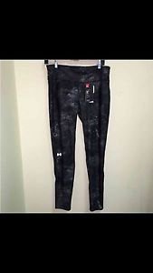 NWT Black Grey Women's Lg Under Armour HeatGear Compression Leggings