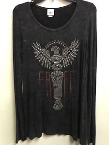 Women's Daytrip Buckle Greg Acid Washed Embellished Long Sleeve Shirt Small