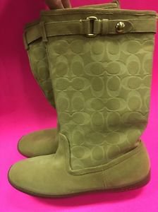 New Coach Signature Maressa Suede Tan Sand Color Boots Mid-Calf Boots Q521 Sz 10