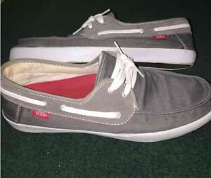 Men's Sz11 Vans Chauffeur Grey Pewter/red Surf Siders Vn-0nj8ln4
