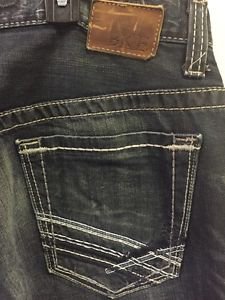 Mens Bke Carter Jeans Size 32/30 Dark Denim Wash Thick Stitch