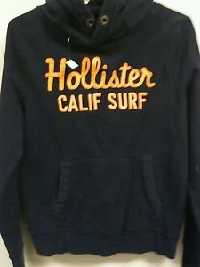 Mens Medium Navy blue orange Hollister Pull over Hoodie