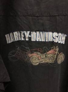 Men's Extra Large Black Harley Davidson Button Down Short Sleeve Shirt