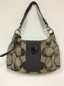 Coach Signature Stripe Demi Shoulder Bag Brown #F19278