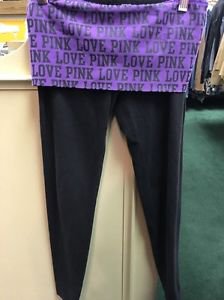 Victoria's Secret Black And Purple Bling Yoga Pants Leggings Size Xs