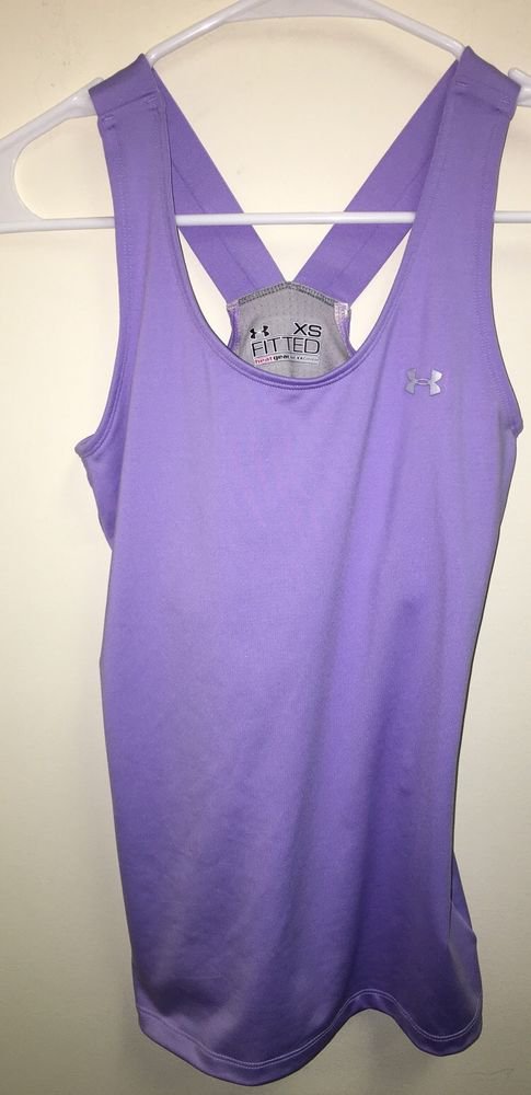 Women's Xs Purple Under Armour HeatGear Fitted Form Tank Shirt W Bra