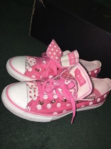 Converse All Star Petal Pink White Polka Dot Strawberry Double Tongue Shoes Y4