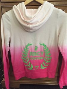 NWT JUICY COUTURE Hoodie Terry Tropical Rainbow Pink Girls Lg(14)women Xs