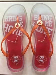 PHILADELPHIA PHILLIES BASEBALL LADIES LOGO FLIP FLOP SANDALS WOMEN'S Large