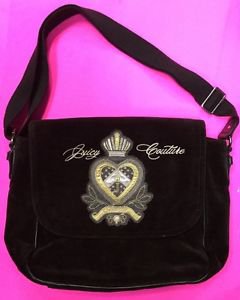 Large Brown Velour Juicy Couture Purse Laptop Bag Diaper Bag Crossbody Bookbag