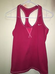 Women's Medium Pink Nike Fit Dry Racer Back Tank Top Built In Bra