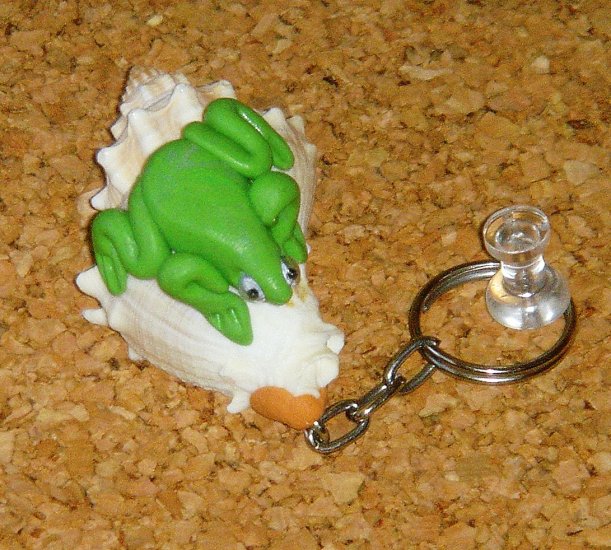 Frog on Shell Key Chain