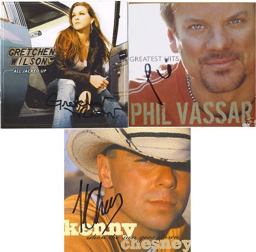 Kenny Chesney Gretchen Wilson & Phil Vassar Autographed CD's