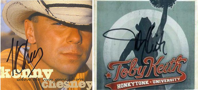 Kenny Chesney and Toby Keith Autographed CD's Signed