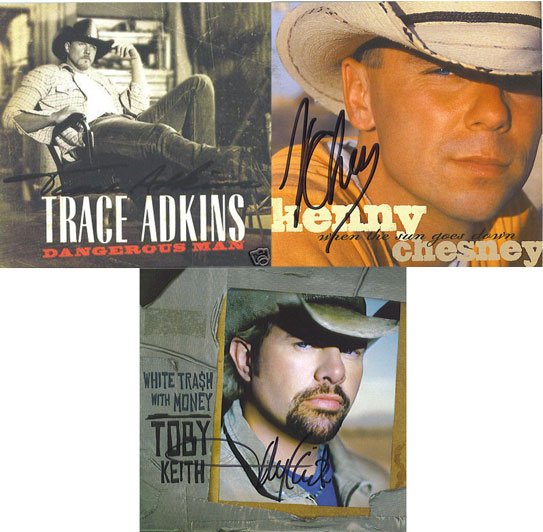 Autographed Toby Keith Kenny Chesney and Trace Adkins CD's