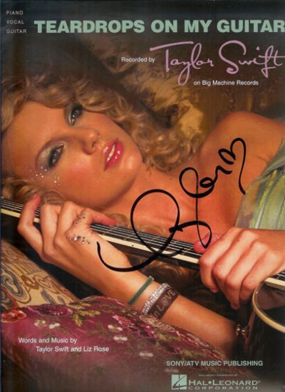 AUTOGRAPHED Taylor Swift Songbook Teardrops On My Guitar Hand-Signed