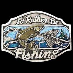 Pewter Belt Buckle - I'd Rather Be Fishing