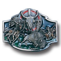 Pewter Belt Buckle - Buffalo Skull