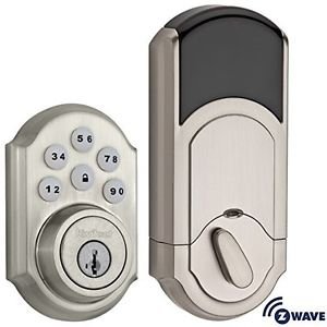 Kwikset 910 Z-Wave SmartCode Electronic Deadbolt featuring SmartKey in Satin Nic