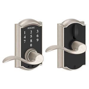 Schlage Touch Camelot Lock With Accent Lever (Satin Nickel) Fe695 Cam 619 Acc