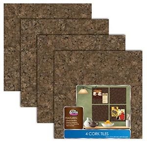 Board Dudes 12" x 12" Dark Cork Tiles, 4-Pack (82VA-4), Free Shipping, New