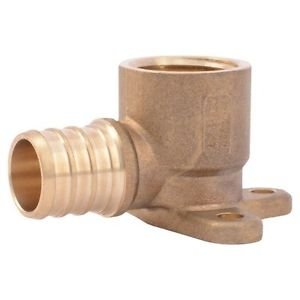 3/4" PEX x 1/2" Female NPT Threaded Drop Ear Elbow - Brass Crimp Fitting