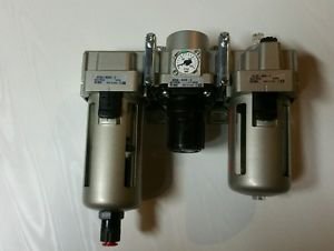 SMC AC Series 3 Piece Filter/Regulator/Lubricator, 1/2" NPT, 5 Micron, Float