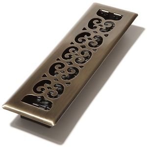 Decor Grates SPH212-A 2-Inch by 12-Inch Scroll Floor Register, Antique Brass