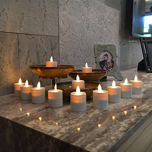 Flameless Tealights Moving Flame Wick LED Tea Light Candles withRemote Control, Set of 12