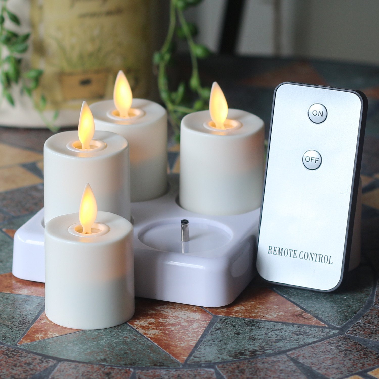 Moving Wick Flameless Tea Lights Unscented LED Tealight Candles- Set of 4