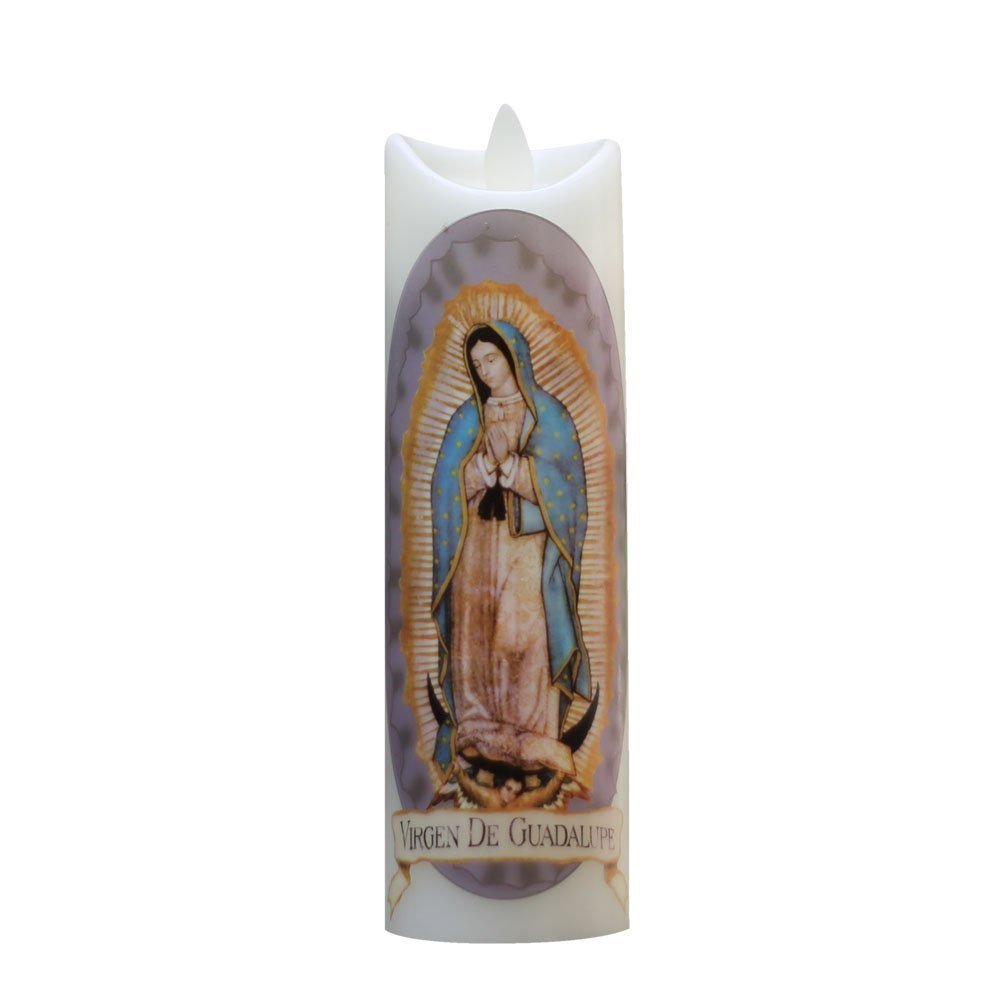 Maria Guadalupe Novena Vigil Candle / LED Moving Wick Candle 5.5*17CM