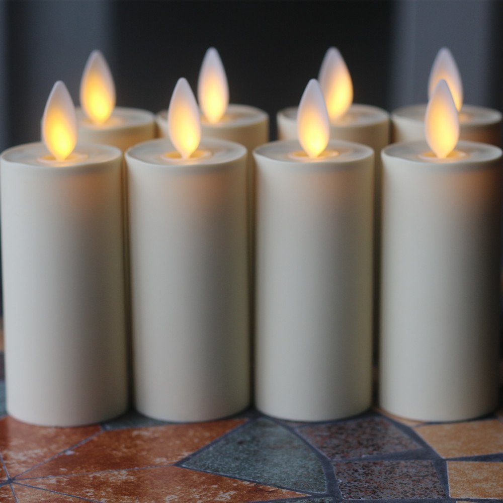 8PACK Moving Wick LED Candles 1.75" × 3" flameless Votive candles W/RC