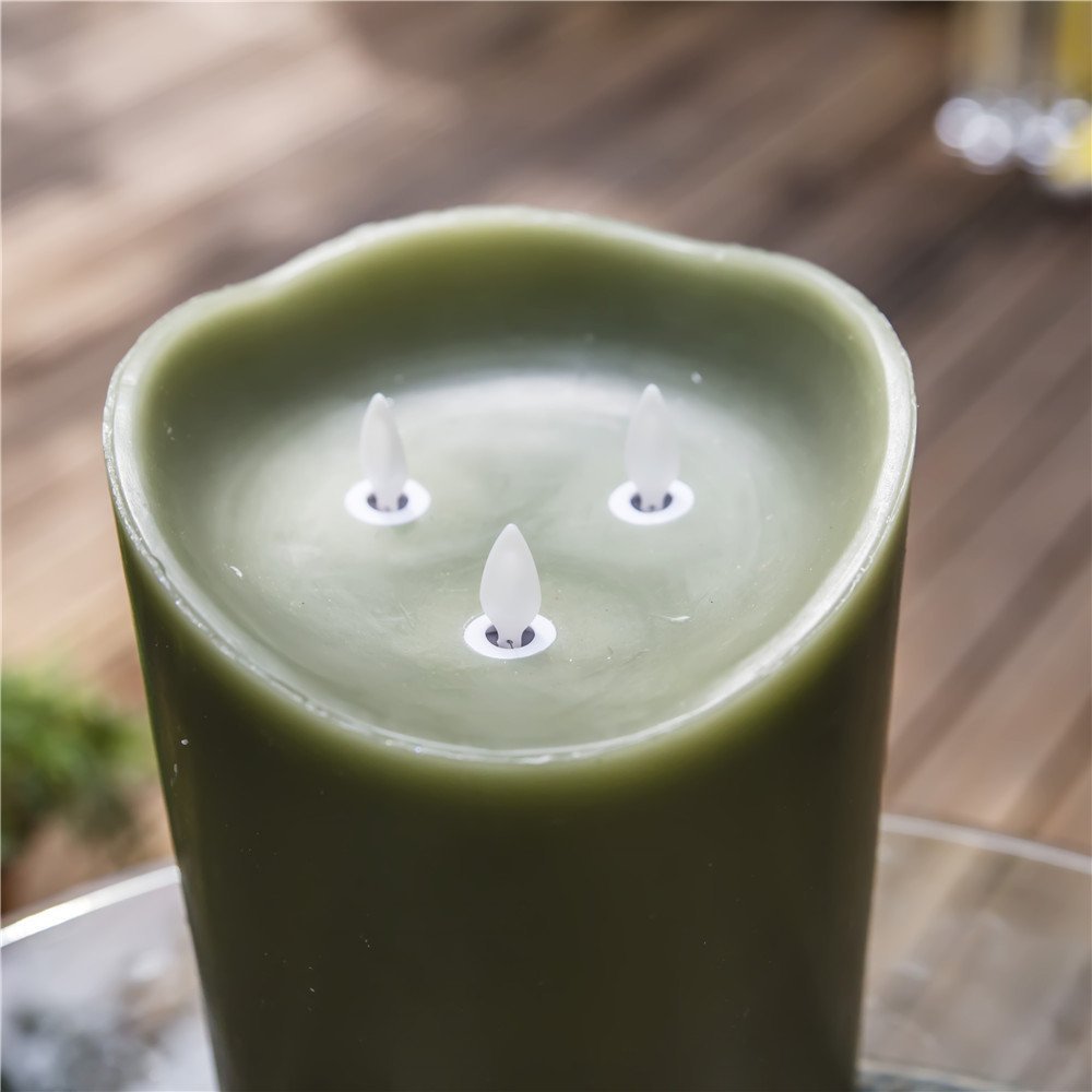 6"*6'' Large 3 Wicks Timer Flameless Candles Remote Operated Candle1 pack