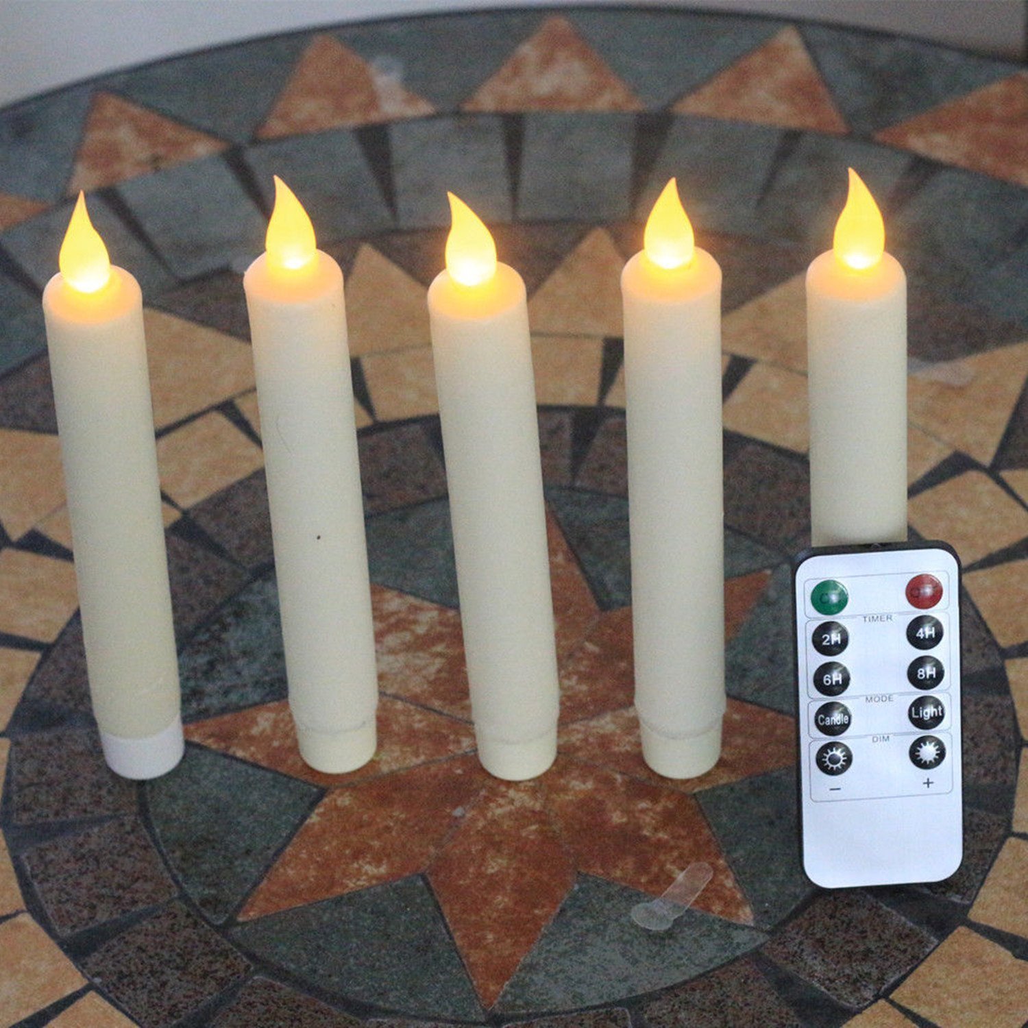 7 Inch Flameless Wax Ivory Taper Candles Vigil the with the LED 10 the Remote Keys .5 PACK