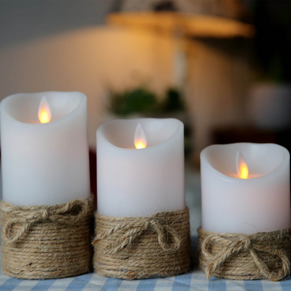 Christmas Table Dinner Decoration Moving Wick Flame Wireless Remote Control Led Candle (3*4''&5&6)