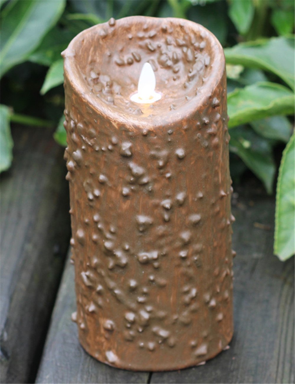 Primitive Home Decorations Chotolate Moving Wick Flameless Led Wax Candle (3.5*7'')