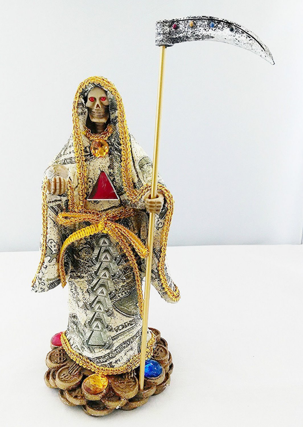 10.5 Inch Statue of La Santa Muerte Dinero Holy Death Grim Reaper Money Imagen