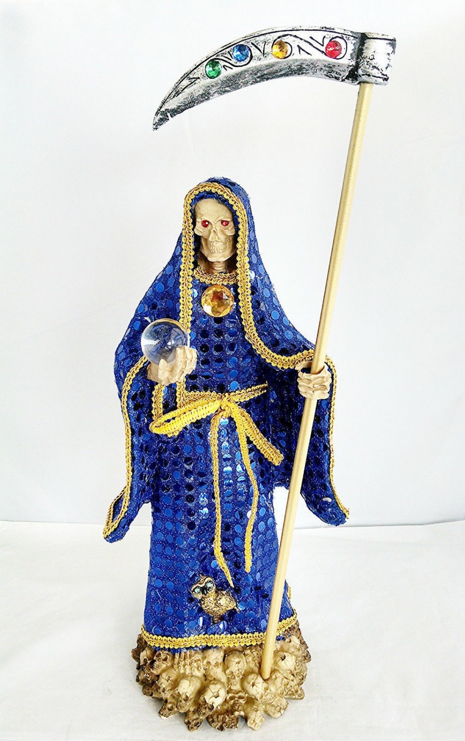 14 Inch Blue Statue La Santa Santisima Muerte Holy Death Grim Reaper Figurine